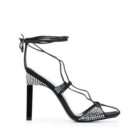 Attico Adele Embellished Open Toe Sandals - It41 Us 11 Silver/Black - Picture 1 of 7